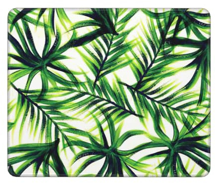 Hingor Tapis de souris imprimé feuilles vertes palmier, tapis de souris personnalisé pour bureau, maison, tapis de souris imperméable, base en caoutchouc antidérapant, tapis de souris d'ordinateur