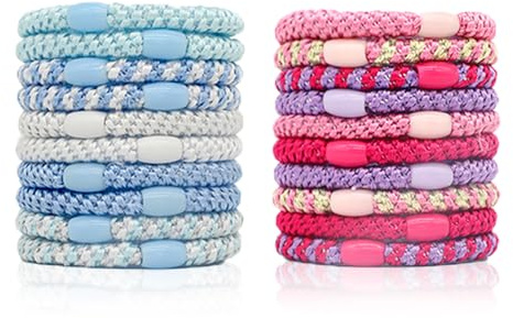 Haargummi Damen, 20 Stück Haargummis für Mädchen Sanfte Geflochtene Zopfgummis ohne Metall, Schonend für Locken und Glattes Haar, Ideal für Sport Party Alltag