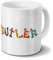 printplanet Tasse mit Namen Butler - Motiv Holzbuchstaben - Namenstasse, Kaffeebecher, Mug, Becher, Kaffeetasse - Farbe Weiß