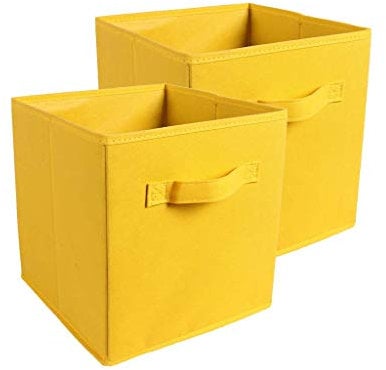 Zer Foldable Storage Cubes- Thickening Collapsible Fabric Boxes Household Cube Storage box - Moistureproof, Dustproof, Odourless (Yellow)