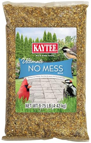 Kaytee Wild Bird Ultimate No Mess Wild Bird Food Seed For Cardinals, Finches, Chickadees, Nuthatches, Woodpeckers, Grosbeaks, Juncos and Other Colorful Songbirds, 9.75 Pound