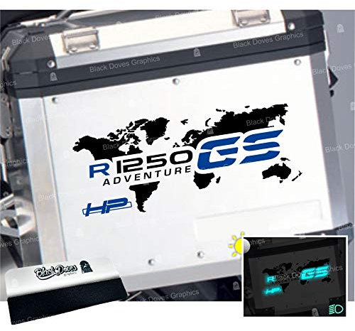 n.2 Adesivi per valigie allu sostitutivo per BMW R 1250 GS (Nero/Blu)