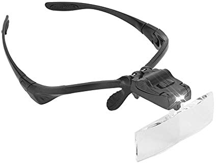Yuyte Brillen Stirnbandlupe mit 5 Linsen LED Lampe zur Wimpernverlängerung