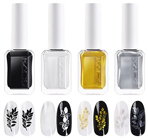 4 Couleurs 10 ml Ensemble De Vernis À Ongles Imprimé Gelée usage double estampage polonais couleurs métalliques Vernis à ongles pigmenté Vernis À Laque Nail Art Design DIY Outil De Dessin
