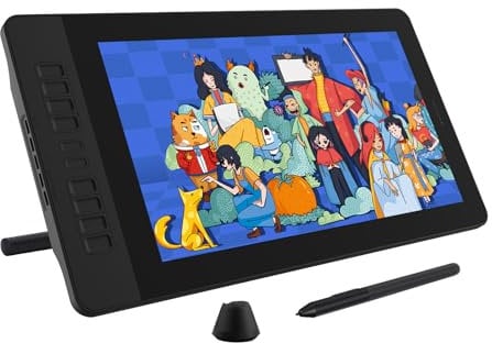 GAOMON PD1561 Liquid Tab with Tilt Detection, 10 Keys Shortcut Keys, 8192 Level Pressure Sensor, No Charge Pen, LCD Pen Tablet, Drawing Beginner, 15.6 Inch