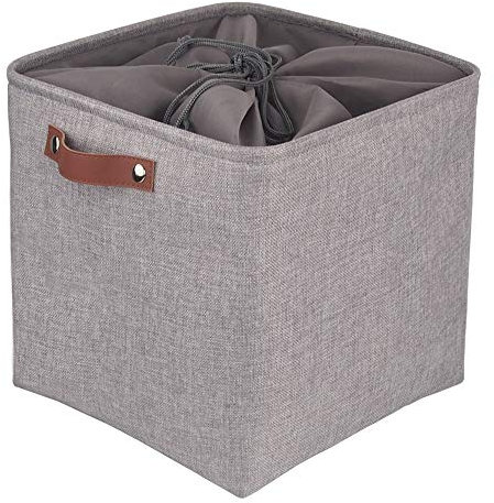 Mangata Würfel Aufbewahrungskörbe, 33 x 33 x 33cm Faltbare Aufbewahrungsbox aus Stoff Lagerung Korb mit Griffen für Spielzeug, Büro, Schrank, Zuhause (Grau- mit Deckel, 1 Stück)