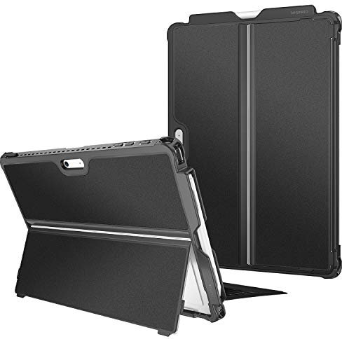 Fintie Hard Case for Microsoft Surface Pro 7/6/5/LTE, Shockproof Folio Protective Rugged Cover Compatible With Type Cover Keyboard + Original Kickstand (Black)