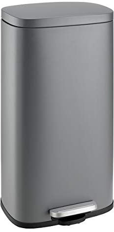 SVITA Poubelle TQ30 - Gris - 30 l - Poubelle à pédale - Avec couvercle Softclose et seau intérieur