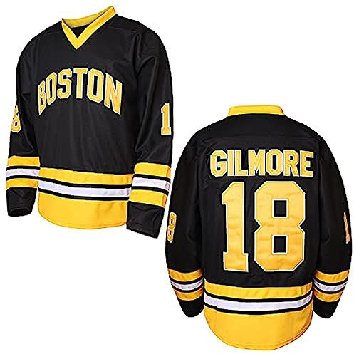 Happy Gilmore #18 Sandler 1996 Film Eishockey Trikot genäht Herren Hockey Jersey Schwarz S-3XL - Schwarz - X-Groß