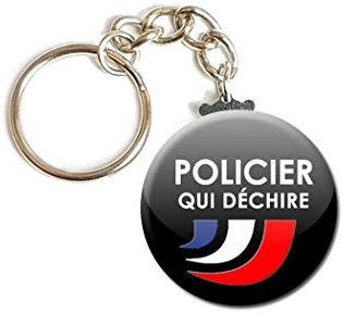 Porte Clés Chaînette 3,8 centimètre Policier qui déchire Idée Cadeau Accessoire Anniversaire Noël Remerciement Fête
