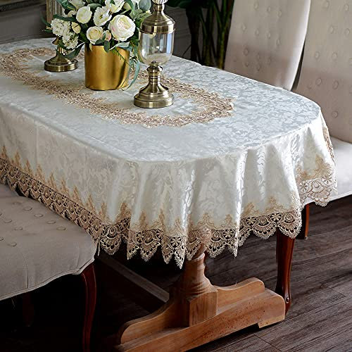 ARTABLE Spitzentischdecken, ovale Herbst-Antik-Blumen-Dekor, Makramee-Tischdecke für den Außenbereich, Bauernhaus, rustikale Küche, Party, Geburtstag, Picknick (Hellbraun, 152,4 x 305,8 cm, oval)
