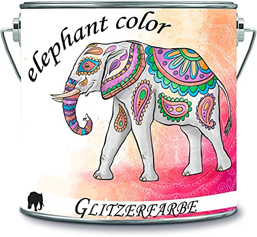 elephant color Glitzerfarbe Latexfarbe Dispersionsfarbe Innenwandfarbe Glitzerfarbe Glitterwandfarbe Glitter Wandfarbe (20 l, Macchiato Beige - Silber Glitzer)