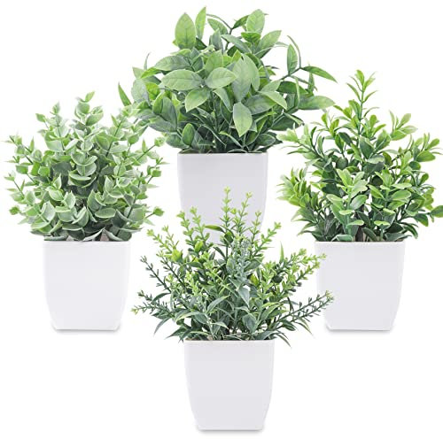 Der Rose Lot de 4 Petites Plantes artificielles en Pot pour Salle de Bain, Ferme, Cuisine