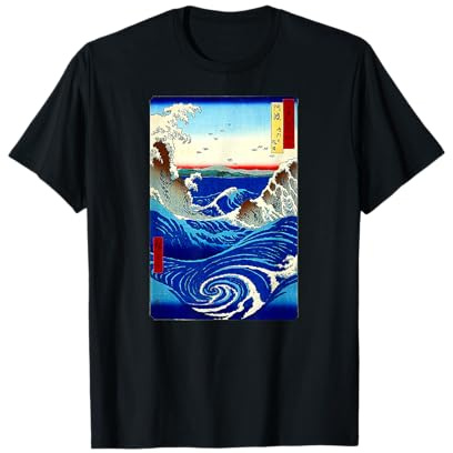 Design classique japonais en bois avec motif océan et jacuzzi T-Shirt