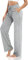VIGVAN Jogginghose Damen Baumwolle Freizeithose Yogahose Weites Bein Aktive Freizeit Kordelzug Lose Lounge Pants Breites Bein Hausehose Sporthose mit Taschen (Hellgrau, L)