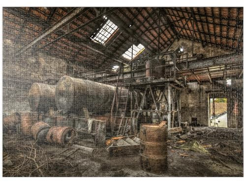 MyPuzzle Lost Places - Verrostete Zisternen und Fässer in Einer verlassenen Fabrik - Premium 1000 Teile Puzzle - MyPuzzle Sonderkollektion von Puzzle Galaxy
