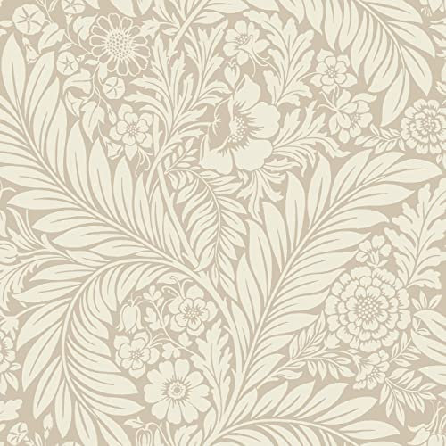 Sample 53 x 53cm Florence Natural Floral Leaf Wallpaper Cream Contemporary Flower Smooth