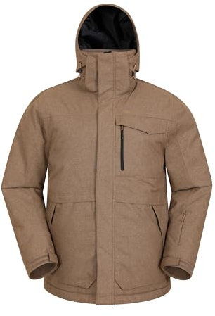 Mountain Warehouse Comet II wattierte, wasserdichte Skijacke für Herren, atmungsaktiv, versiegelte Nähte, mehrere Taschen, abnehmbarer Schneefang - ideal zum Skifahren Hellbraun 4X-Large