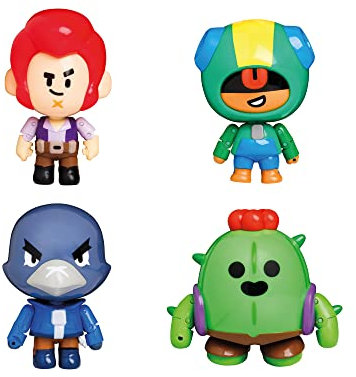 Brawl Stars Action Figure Confezione da 4 | Spike, Colt, Leon & Crow Giocattoli da collezione alti 11,4 cm | Mini giocattoli giocabili - Figure articolate
