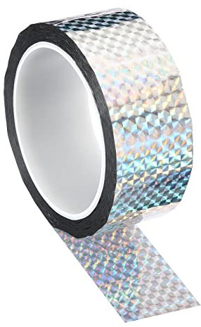 PATIKIL Prisma Nastro 40mm x 50m, Olografico Riflettente Auto Adesivo per Fai-da-Te Arte Artigianato Avvolgimento Decorazione, Argento