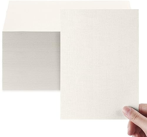 Geosar 200 Blatt Leinenkarton, Einladungskarton, schweres Druckerpapier, 41,7 kg, 250 g/m², Karteikarten für Drucker-Cover, Postkarten, blanko, Flash-Notizen, Grußkarten (Beige)