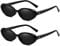 Breaksun Retro Oval Sonnenbrille für Damen Herren Mode Kleine Ovale Sonnenbrille 90er Vintage Shades, 2er-Pack (Schwarz/Grau + Schwarz/Grau), MM