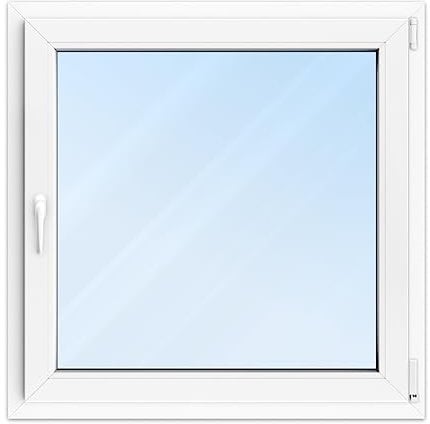 FENSTERVERSAND - Kunststofffenster 100x100 Weiß - zu öffnendes Fenster 100x100 Kunststoff mit Griff, Dreh- & Kippfenster, 2-fach Verglasung, Klarglas - DIN rechts - BxH: 1000x1000 mm, 70 mm Profil