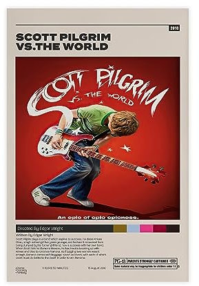 SHITOU Scott Pilgrim Vs. The World Poster, klassische Retro-Filmposter, coole Wanddekoration, Kunstdruck, Leinwand, Poster für Zimmer, ästhetische Dekoration, Geschenke, ungerahmt: 30 x 45 cm