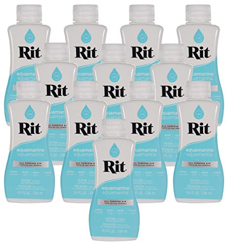 Rit Dye - Tinte líquido para telas de 8 onzas para ropa, decoración y manualidades, color aguamarina (paquete de 12)