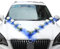 Autoschmuck Hochzeit,Hochzeitsauto Dekorationsset, Car Wedding Girlande, Blumenschmuck Auto Hochzeit, DIY Blau Gaze Weiß Rosen Dekoration Set,Auto Schmuck Hochzeit mit 9 Rosen,2x1.6 m Gaze,Weiß+Blau