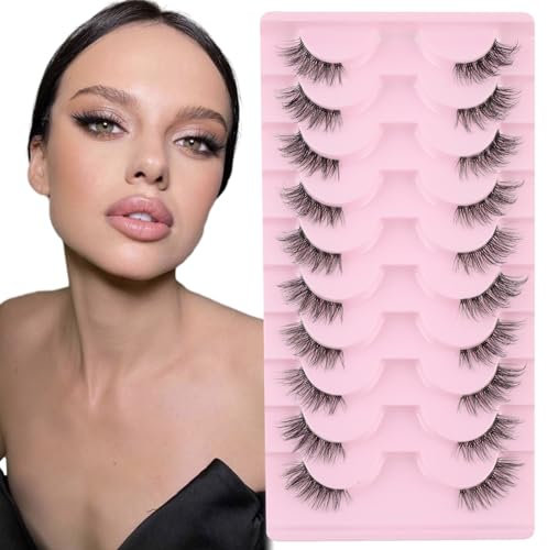 Sixstarhair Halbe Wimpern Transparente Band 10 Paar Cat Eye Lashes Natürliche 3d Falsche Wimpern Flauschige False Eyelashes Natural Half Lashes
