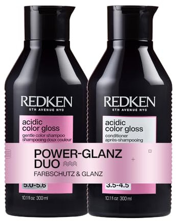 Redken Pflegeset für Reinigung und Farbschutz bei gefärbtem Haar, Langanhaltende Farbbrillianz, Mit Glanzkomplex & pH-ausgleichende Formel, Acidic Color Gloss Shampoo & Conditioner (je 300 ml)