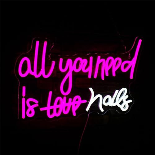 FINOTI Nails Neon Sign Led Pink Neon Light Up Signs for Wall Decor Usb Neon Lights for Nail Salon Beauty Room Stores Logo Decor Neon Light,A
