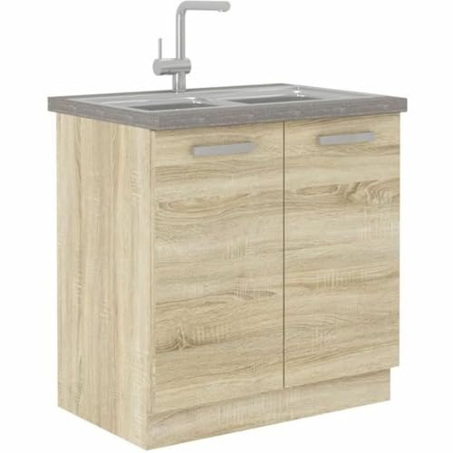 BigBuy Home Beistellschrank, PVC, Eiche, Kunststoff, 80 x 52 x 82 cm