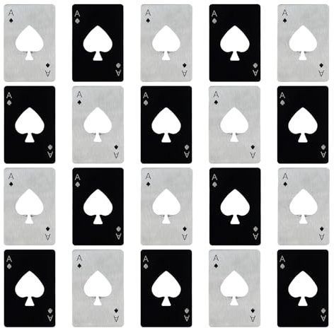 LIUCONGBD 20PCS Bottle Opener, Stainless Steel Credit Card Size Beer Opener Cap, Practical Card Bottle Opener for Wedding Party Bridesmaid Favors Gifts (Silver, Black, Poker Card)