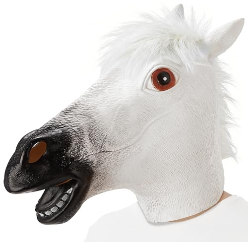AQKILO Pferde Maske Bauernhof Tier Latex Vollkopf Realistische Masken Verkleidung für Halloween Karneval Kostüm Party