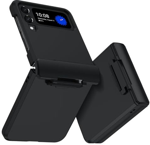 DOMAVER Coque pour Samsung Z Flip 3/Flip 4, [avec Protection de Charnière], Coque Téléphone Silicone Galaxy Z Flip4/Flip3 Mat Case, Étui Rigide Fin Housse Antichoc, Noir