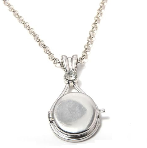 SXYNIO Meerjungfrau Medaillon Halskette Silber Edelstahl H2O Medaillon Meerjungfrauen Anhänger Schmuck Halskette Für Frauen Mädchen (W)