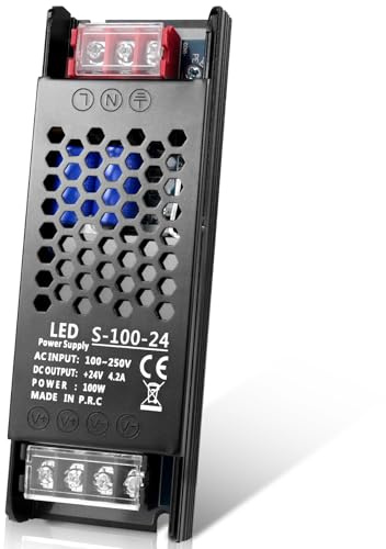 InShareplus LED Trafo 24V 100W 4.1A, Schlankes Trafo 230V auf 12V LED Adapter, Konstante Spannung 24V Netzteil für Schrankleuchten, LED-Streifen, LED-Lampen und Innenlampen.