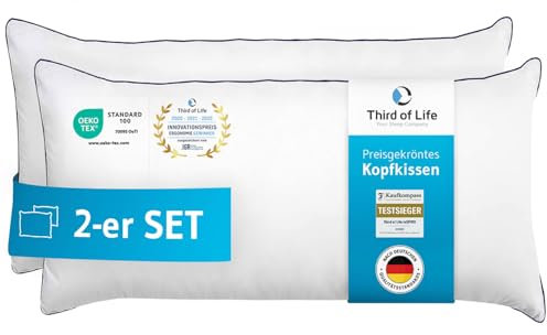 Kopfkissen 40x80 inSPIRO 2er Set, Orthopädisches Schlaf-Kissen von Schlafexperten entwickelt, 40 x 80 cm pillow für Seitenschläfer, Rückenschläfer, Bauchschläfer, Nackenstützkissen für Allergiker