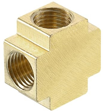 sourcing map Raccord de tuyau 4 voies en laiton, adaptateur de tuyau croisé femelle de 6,35 mm pour conduites de transport d'eau/carburant/air, raccord per