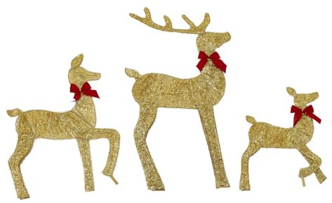 Bewinner LED Weihnachtsdekoration Hirsche 3er Set - Beleuchtete Rattan Rentier Deko für Außen & Hof, Weihnachtsbeleuchtung mit warmweißen Lichtern