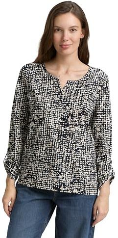 Tom Tailor Damen 1047729 Henley Blusenshirt mit Muster