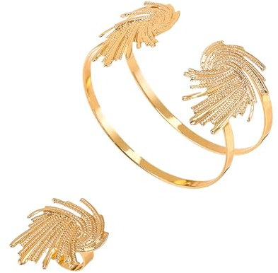 Konxi Pulsera Brazalete de Oro para Mujeres Pulsera Brazalete con Anillo Flor Fuegos Artificiales Pulseras para Mujeres Niñas (Oro-Fuegos artificiales)