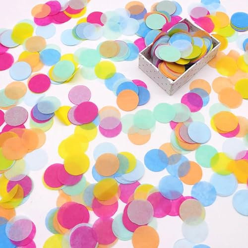 Tourima Konfetti Bunt 9000+ Stück, 2.5cm Konfetti Geburtstag Groß, Papier Confetti für Geburtstag Hochzeit Party Dekoration(100g）Mehrfarbig Runde Streudeko Tischdeko