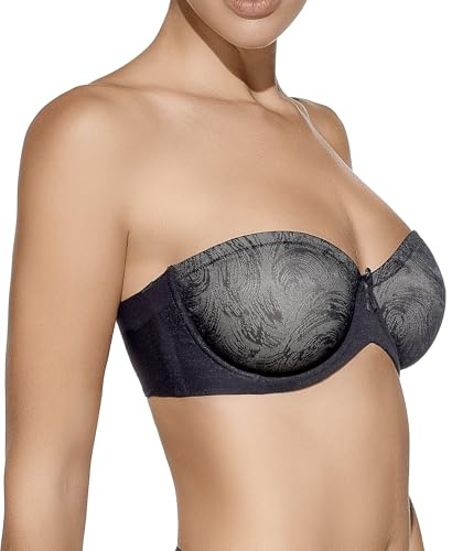 Selene, Reggiseno Donna a Fascia Alta, con Ferretto e Coppe Decorate, Senza Spalline e Imbottitura, Collezione Sandra
