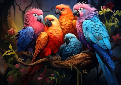 Papagei Puzzle 5000 Teile Erwachsene Klassische Puzzles Farbe Jigsaw Anspruchsvoll Impossible Schwer Pädagogisches Spielzeug Kinder Holzpuzzlem Groß Puzzlespiel Geeignet für alle Altersgruppen P-561