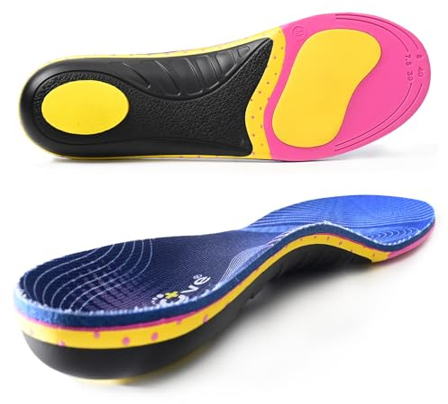 Welnove Solette ortopediche per alleviare la fascite plantare – Alto supporto a volta per uomini e donne (110 kg+), suola in EVA per stivali da lavoro e scarpe da corsa – Piedi piatti e