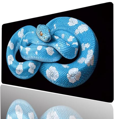 Black Mouse mat Snake Gaming Mouse Pad Large 700x300x3 mm Stitched Edges Washable, Desk Mat Non-Slip Rubber Base, Mousepad Improves Speed Precision for Gaming Laptop PC Wireless Keyboard Model-10132