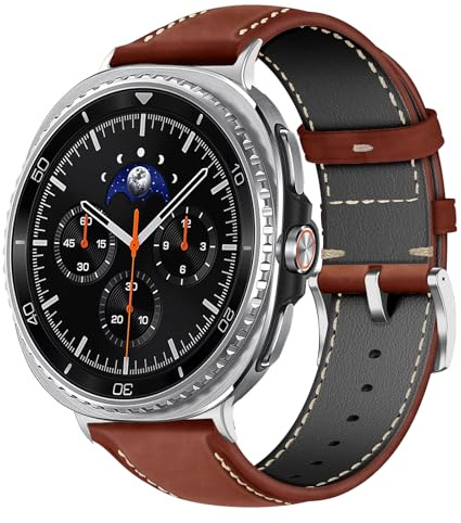 MaEiol Leder Armband für Samsung Galaxy Watch 9/8 40mm 44mm /8 Classic 46mm | für Samsung Galaxy Watch 9/8 40mm 44mm / Galaxy Watch8 Classic 46mm, Lederarmband Ersatzarmband Uhrenarmband -Rotbraun